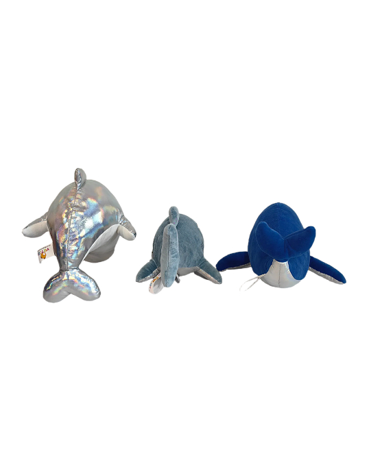 Ocean Spark Marine Plush Set, iridescent shiny stuffed sea animal
