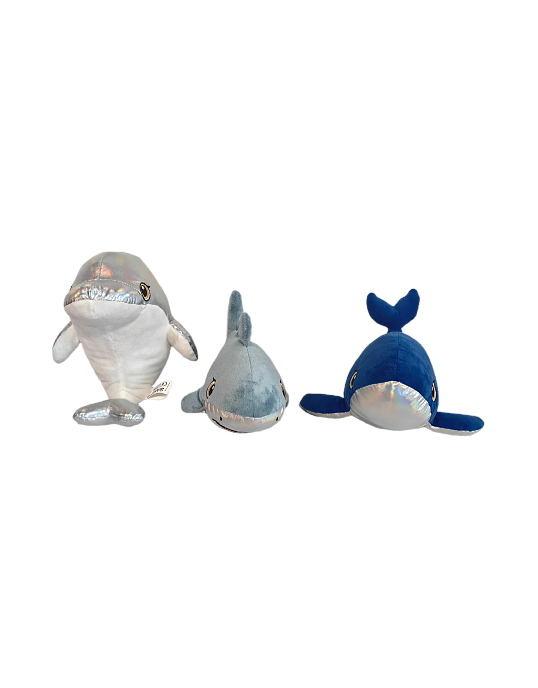 Ocean Spark Marine Plush Set, iridescent shiny stuffed sea animal